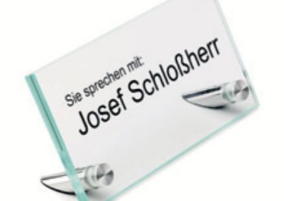 Glas Tischaufsteller Namensschilder